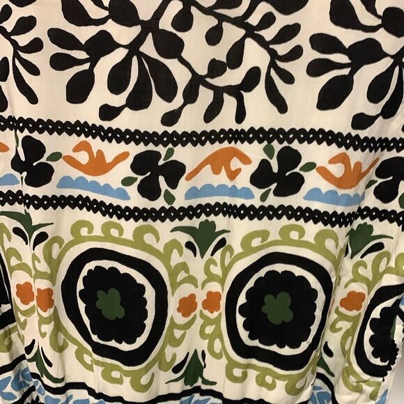 Lost + Wander Oracle Ivory Black Green Orange Wrap Print Mini Dress Size XS - Picture 12 of 13